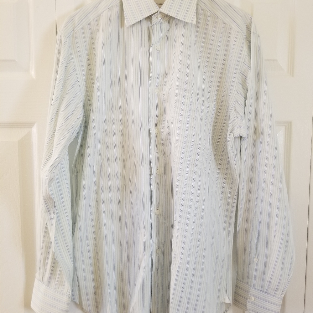 Ermenegildo Zegna Men Striped Long Sleeve Shirt  Size 39